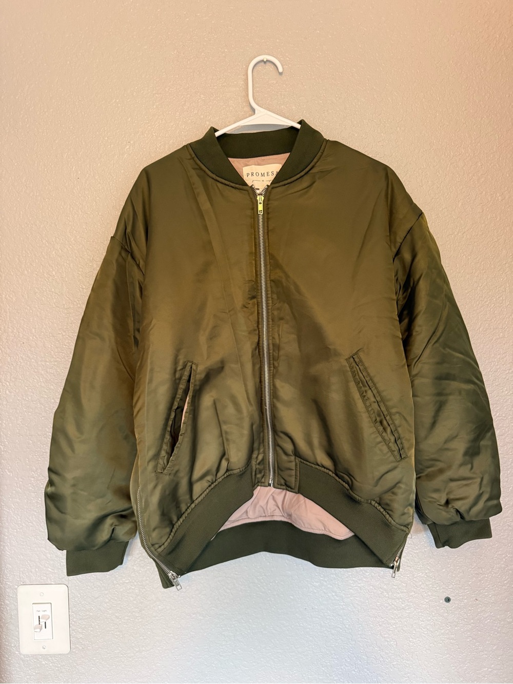 Promesa Olive Green Puffer Bomber Jacket